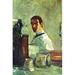 Buyenlarge 'Self Portrait Looking in a Mirror' by Toulouse-Lautrec Painting Print in Brown/Green | 66 H x 44 W x 1.5 D in | Wayfair