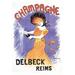 Buyenlarge 'Delbeck Reims Champagne' by Leonetto Cappiello Vintage Advertisement in Indigo/Orange | 36 H x 24 W x 1.5 D in | Wayfair