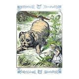 Buyenlarge 'Alice in Wonderland: Alice & the Enormous Puppy' by John Tenniel Painting Print in Green | 30 H x 20 W x 1.5 D in | Wayfair