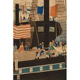 Buyenlarge 'Western Traders Loading Cargo in Yokohama' by Sadahide Utagawa Painting Print in Brown/Orange | 36 H x 24 W x 1.5 D in | Wayfair