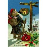 Buyenlarge 'A Merry Christmas' Graphic Art in Blue/Brown/Green | 66 H x 44 W x 1.5 D in | Wayfair 0-587-22962-4C4466