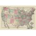 Buyenlarge Map of the United States Territories 1872 - Advertisements Print in Gray/Pink | 30 H x 20 W x 1.5 D in | Wayfair 0-587-21904-1C2030