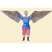 Buyenlarge 'Man w/ Wings' Graphic Art in Blue/Red/Yellow | 44 H x 66 W x 1.5 D in | Wayfair 0-587-23420-2C4466