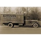Buyenlarge 'Kingan's "Reliable" Hams & Bacon, Fresh Pork & Beef Delivery Truck' Photographic Print in Gray | 20 H x 30 W x 1.5 D in | Wayfair