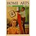 Buyenlarge Wife Sews While a Man Hangs a Picture - Advertisement Print in Green/Red/Yellow | 66 H x 44 W x 1.5 D in | Wayfair 0-587-24722-3C4466