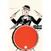 Buyenlarge 'Deco Drummer' by Hertze Graphic Art in Black/Red | 66 H x 44 W x 1.5 D in | Wayfair 0-587-27574-xC4466