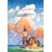 Buyenlarge Robinson Crusoe's Raft by Newell Convers Wyeth Painting Print in Blue/Orange | 66 H x 44 W x 1.5 D in | Wayfair 0-587-05005-5C4466