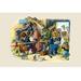 Buyenlarge 'For Everyone's bumping, pushing, & brawling' by G.H. Thompson Painting Print in Gray/Yellow | 28 H x 42 W x 1.5 D in | Wayfair