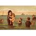 Buyenlarge Mother Holds Ba'by in Her Arms in The Ocean Water by Kronheim & Dalziels Painting Print in White | 24 H x 36 W x 1.5 D in | Wayfair