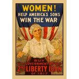 Buyenlarge Women Help America's Sons Win the War by R.H.Parteous Vintage Advertisement in Blue/Red | 66 H x 44 W x 1.5 D in | Wayfair