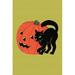 Buyenlarge 'Black Cat w/ Jack-O-Lantern' Painting Print Paper in Black/Orange | 42 H x 28 W x 1.5 D in | Wayfair 0-587-32615-8C2842
