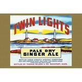 Buyenlarge 'Twin Lights Pale Dry Ginger Ale' Vintage Advertisement in White | 24 H x 36 W x 1.5 D in | Wayfair 0-587-33436-3C2436