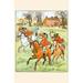 Buyenlarge 'Three Jovial Horsemen Tooting Their Hunting Horns' by Randolph Caldecott Painting Print in White | 36 H x 24 W x 1.5 D in | Wayfair