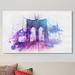 Latitude Run® 'Brooklyn Bridge' Graphic Art on Wrapped Canvas Metal in Indigo | 24 H x 40 W x 1 D in | Wayfair 8F265F7F9B33489884542E28F7A40889