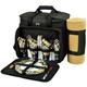 Arlmont & Co. Sarai Picnic Tote Bag w/ Blanket Cotton Canvas in Black/Brown | 12.5 H x 19.5 W x 10.5 D in | Wayfair FRPK1417 41037921