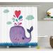 Harriet Bee Turner Smiley Whale w/ Cloud Single Shower Curtain Polyester | 84 H x 69 W in | Wayfair HBEE2350 39393765