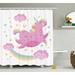 Harriet Bee Cathy Girly Chubby Legendary Unicorn w/ Star Rainbow Funny Cartoon Nursery Decor Single Shower Curtain | 70 H x 69 W in | Wayfair