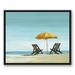 Highland Dunes 'Beach Chairs Under Yellow Umbrella' Acrylic Painting on Canvas In Blue Canvas | 24 H x 30 W x 1.25 D in | Wayfair HLDS6428 41686398