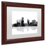 Trademark Fine Art 'Little Rock Arkansas Skyline BG-1' Matted Framed Graphic Art on Canvas Canvas, Wood | 11 H x 14 W x 0.5 D in | Wayfair