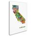 Trademark Fine Art 'California State Map-1' Graphic Art on Wrapped Canvas Canvas | 19 H x 12 W x 2 D in | Wayfair MW0275-C1219GG