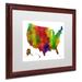 Trademark Fine Art 'USA Map Clr-1' Matted Framed Graphic Art Canvas, Wood | 11 H x 14 W x 0.5 D in | Wayfair MW0188-W1114MF