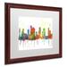 Trademark Fine Art 'Houston Texas Skyline ' Matted Framed Graphic Art Canvas, Wood | 11 H x 14 W x 0.5 D in | Wayfair MW0215-W1114MF