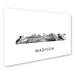 Trademark Fine Art "Madison Wisconsin Skyline WB-BW" by Marlene Watson Graphic Art on Wrapped Canvas in Black/White | 16 H x 24 W x 2 D in | Wayfair