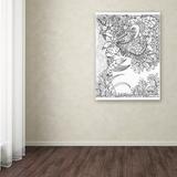 Trademark Fine Art 'Fairies & Woodland Creatures 6' KCDoodleArt Graphic Art on Wrapped Canvas Metal in Black/Green/White | Wayfair ALI3637-C2432GG