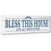 Trademark Fine Art 'Bless This House' Textual Art on Wrapped Canvas in White | 16 H x 47 W x 2 D in | Wayfair ALI15528-C1647GG