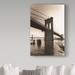 Trademark Fine Art 'Brooklyn Bridge 2' Photographic Print on Wrapped Canvas in White | 47 H x 30 W x 2 D in | Wayfair ALI20620-C3047GG