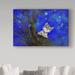 Trademark Fine Art 'Night Cat Blue' Graphic Art Print on Wrapped Canvas in White | 30 H x 47 W x 2 D in | Wayfair ALI21628-C3047GG