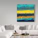 Trademark Fine Art 'Lithosphere Brown' Acrylic Painting Print on Wrapped Canvas in Blue/Yellow | 14 H x 14 W x 2 D in | Wayfair ALI22841-C1414GG