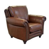 Club Chair - Westland and Birch Clinton 46" Wide Top Grain Leather Club Chair Wood/Genuine Leather in Brown | 40 H x 46 W x 43 D in | Wayfair