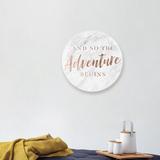 Ivy Bronx The Adventure Begins Copper - Textual Art Print on Acrylic Plastic/Acrylic in Brown/Gray | 16 H x 16 W x 1.5 D in | Wayfair