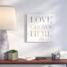 Ivy Bronx Love Grows Here Gold - Textual Art Print on Canvas Canvas, Wood in White | 20 H x 20 W x 1.5 D in | Wayfair IVBX1587 41380112