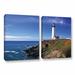 ArtWall Pigeon Point Lighthouse by Kathy Yates 2 Piece Photographic Print on Wrapped Canvas Set Metal in Blue/Brown | 24 H x 32 W in | Wayfair