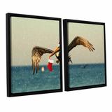 ArtWall Christmas Pelican 1 by Lindsey Janich 2 Piece Framed Graphic Art on Canvas Set Metal in Blue/White | 32 H x 48 W x 2 D in | Wayfair