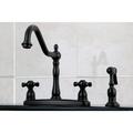 Kingston Brass Duchess Double Handle Kitchen Faucet w/ Side Spray in Brown | Wayfair KB1755PKXBS