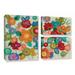 Latitude Run® 'Decorative Flowers' by Silvia Vassileva 3 Piece Painting Print on Canvas Set Canvas in Green/Orange | 24 H x 36 W x 2 D in | Wayfair