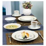 Lorren Home Trends Tova Wavy 24 Piece Dinnerware Set Service for 4 Porcelain/Ceramic in White/Yellow | Wayfair LH434