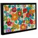 Latitude Run® 'Decorative Flowers' by Silvia Vassileva Framed Painting Print Canvas in Green/Orange | 12 H x 18 W x 2 D in | Wayfair