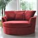 Barrel Chair - Wade Logan® Beall 61" Wide Barrel Chair Polyester/Velvet in Red | 37 H x 61 W x 61 D in | Wayfair LFMF3347 45559347