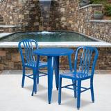 Latitude Run® Alston Metal Indoor/Outdoor 3 Piece Dining Set Metal in Blue | 29 H x 24 W x 24 D in | Wayfair LDER8448 43608705