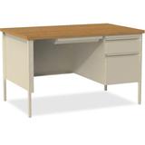 Lorell Fortress Series 48" Single Pedestal Desk Wood/Metal in Brown | 30.8 H x 54.6 W x 24 D in | Wayfair LLR66908