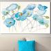 Latitude Run® 'Black Line Poppies III Watercolor' Watercolor Painting Print on Wrapped Canvas Metal in Blue | 24 H x 40 W in | Wayfair