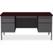 Lorell Fortress Series Double-Pedestal Executive Desk Wood/Metal in Brown/Gray | 30.8 H x 66.6 W x 30 D in | Wayfair LLR60928