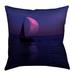 Latitude Run® Jada Moon & Sailboat Throw pillow Polyester/Polyfill/Leather/Suede | 14 H x 14 W x 3 D in | Wayfair LTDR6797 40990611