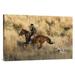 East Urban Home Oregon Followed by Two Dogs'Cowboy Riding Horse' - Photograph Print on Canvas Canvas | 16 H x 24 W x 1.5 D in | Wayfair