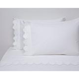 Belle Epoque Scalloped Embroidered 300 Thread Count 100% Cotton Sheet Set Silk/Satin in Light Blue | Twin Sheet Set | Wayfair 58010