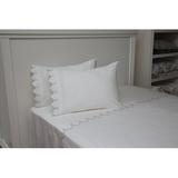 Belle Epoque Scalloped Embroidered 300 Thread Count 100% Cotton Sheet Set Silk/Satin in White | Twin Sheet Set | Wayfair 61100